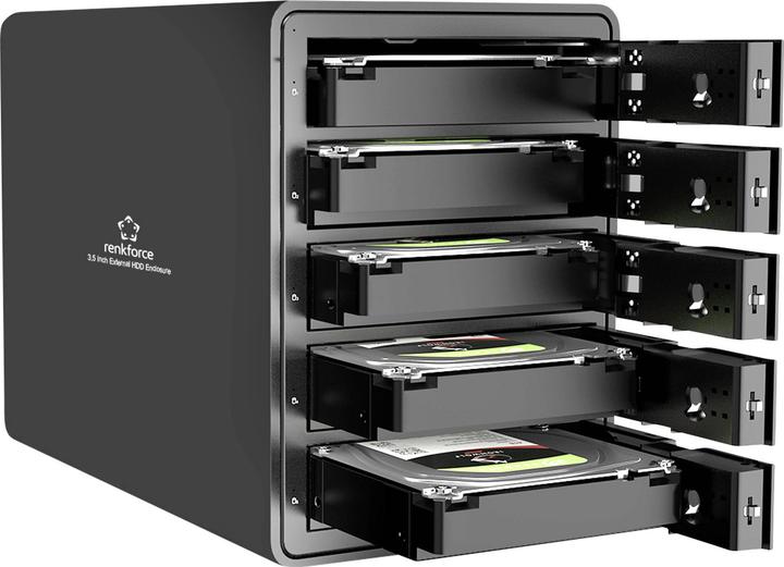Produktbild Renkforce RF-6647600 8.9 cm (3.5 Zoll) Festplattengehäuse 5 Bay 3.5 Zoll USB-A (
