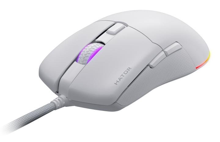 Actual product image Hator Pulsar 3, white - Optical Yellow 100M Switches PixArt PMW 3311(HTM611) (Cable)