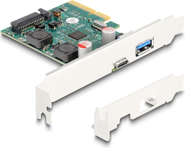 Actual product image Delock PCI Express x4 card to 1 x external USB 10 Gbps Type-C™ socket + 1 x external USB 10 Gbps Type-A