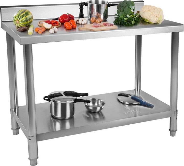 Royal Catering Stainless Steel Table - 100 x 60 cm - 90 kg capacity - upstand