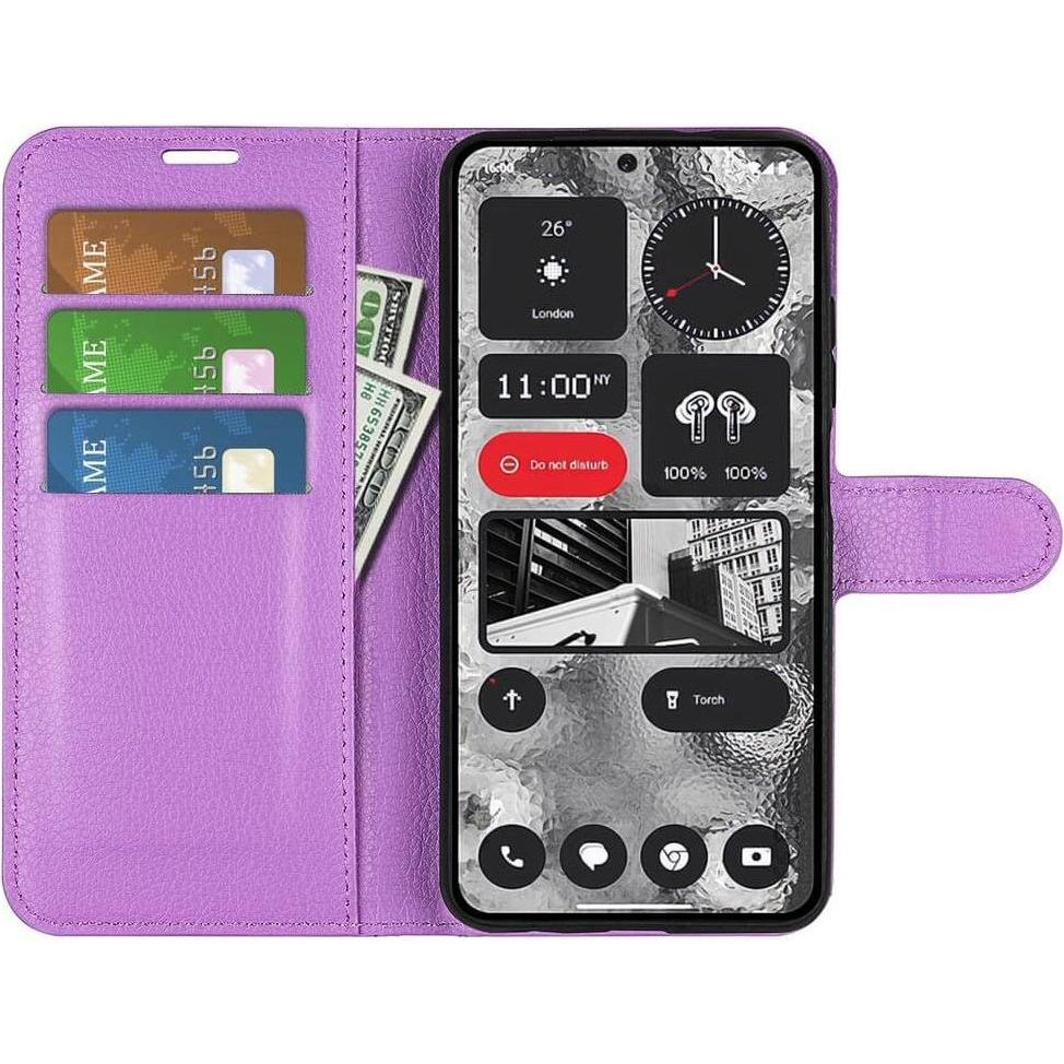 Thumbnail - Cover-Discount Nothing Phone (2) - Leder Etui Hülle violett (Nothing Phone (2)), Smartphone Hülle, Violett