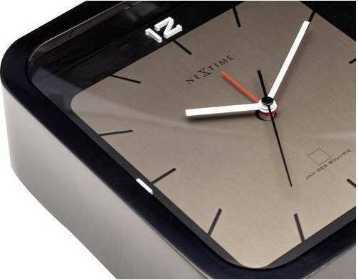 Actual product image Nextime 5221ZW - Table clock "Square Alarm", wood, black, 20 x 20 x 6 cm