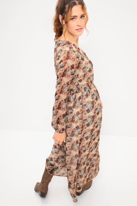 Produktbild Studio Untold Maxikleid, A-Line, Schuppen Print, V-Ausschnitt, elastische Taille, Langarm (50, 52)