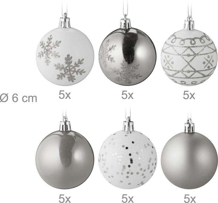Image du produit Relaxdays Ensemble de boules de Noël (30 -pièce)