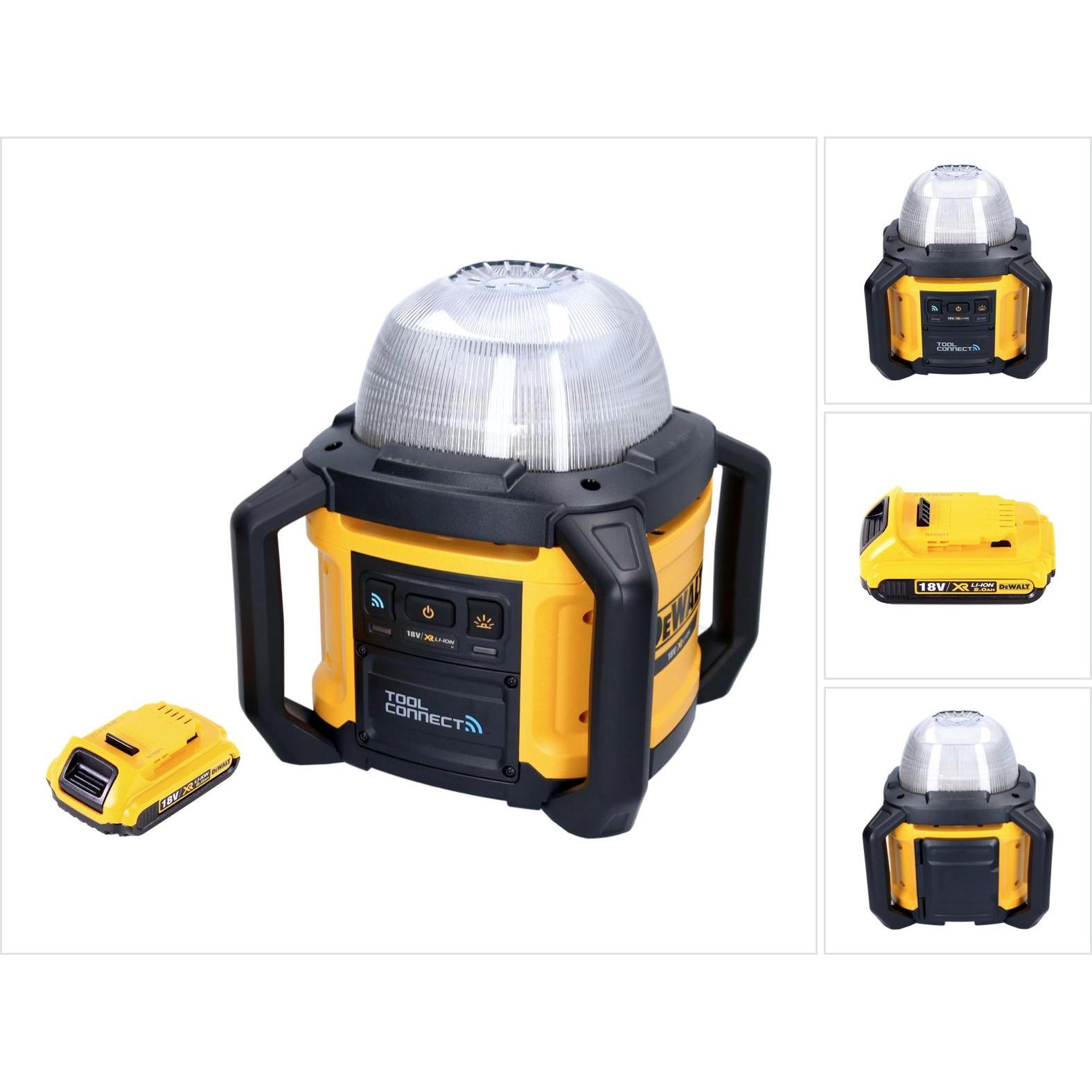 DeWalt, Arbeitsleuchte, DCL 074 Akku Baustellenstrahler Strahler 18 V 5000 lm 4000 Kelvin + 1x Akku 2,0 Ah - ohne Lad (5...