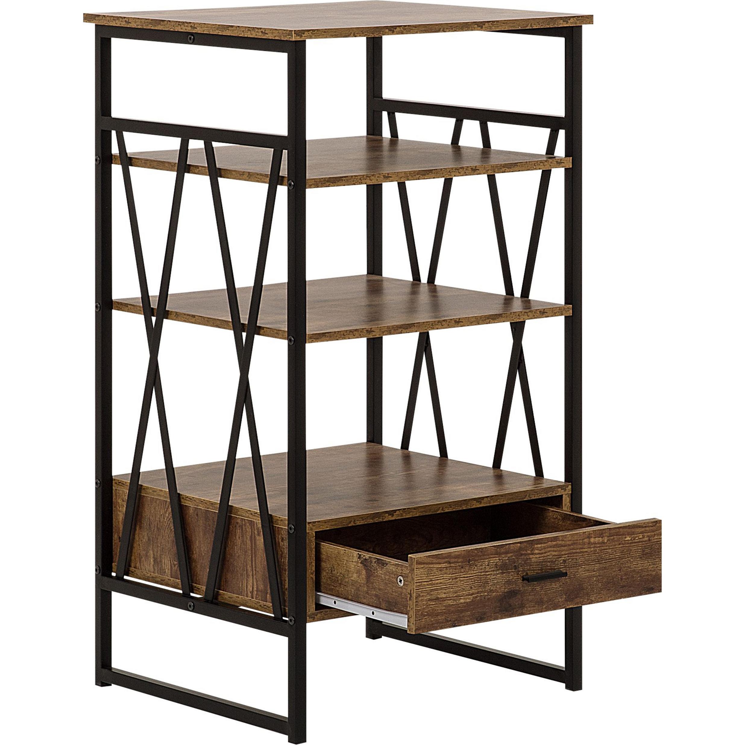 Beliani, Regal, Regal Holzoptik braun 1 Schublade KEENE (56 x 51 x 101 cm)