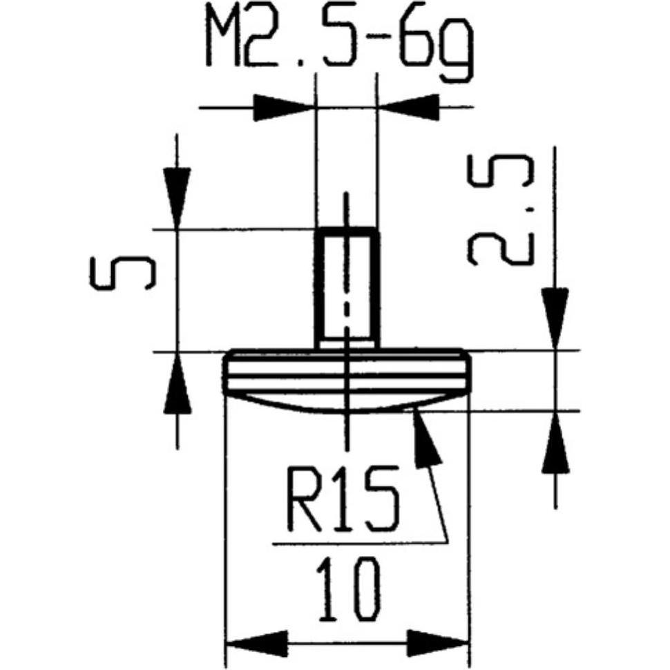 Käfer, Messlehre, Messeinsatz Ø 10 mm gewölbt Radius 15 M2,5 Hartmetall passend zu Messuhren
