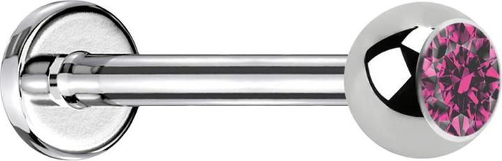 Produktbild Star Piercing Micro Threadless Labret silber mit Kugel Kristall pink (Chirurgenstahl 316L)