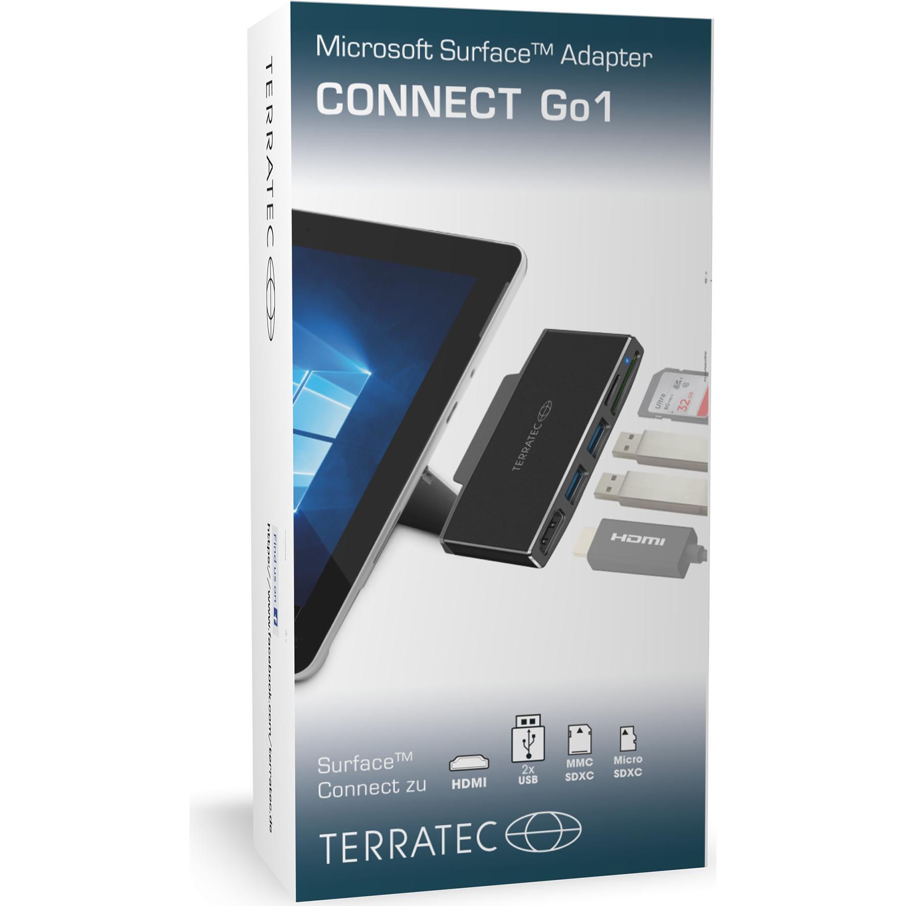 Thumbnail - Terratec Connect Go1 (Docking Port, 2 Ports), Dockingstation + USB Hub, Schwarz