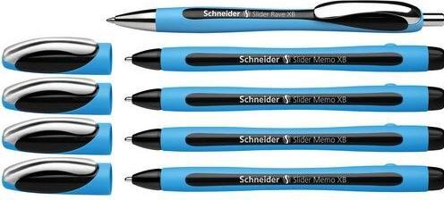 Actual product image Schneider AKTION: Kugelschreiber Slider Memo blau, Schreibfarbe: schwarz, 4 St. + GRATIS K (Black, Light blue-black, Silver, 5x)