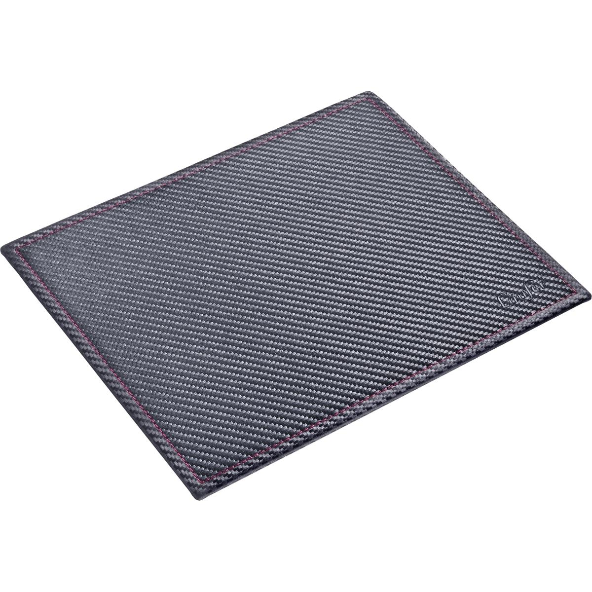 Läufer Mousepad Ambiente Concerto Leder schwarz, pinke Naht, Mausmatte, Schwarz