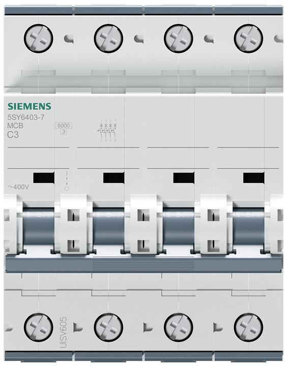 Produktbild Siemens Leitungsschutzschalter UC C 3A 4p 400V 5SY6403-7