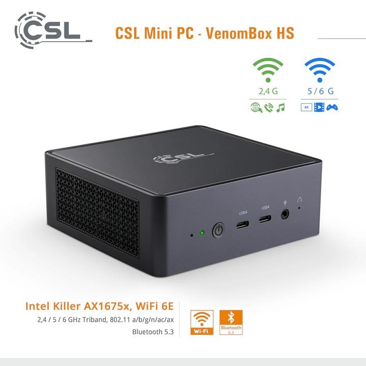 Image du produit CSL Computer Mini-PC (HTPC) VenomBox 8845HS () AMD Ryzen 7 8845HS 8 GB RAM 1000 (1000 Go, 8 Go, AMD Ryzen 7 8845HS)