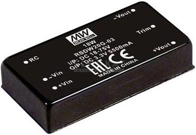 Image du produit MeanWell Modules de conversion DC/DC série RSDW20 DIP/DIL x1 Case Single Output 1 Railway