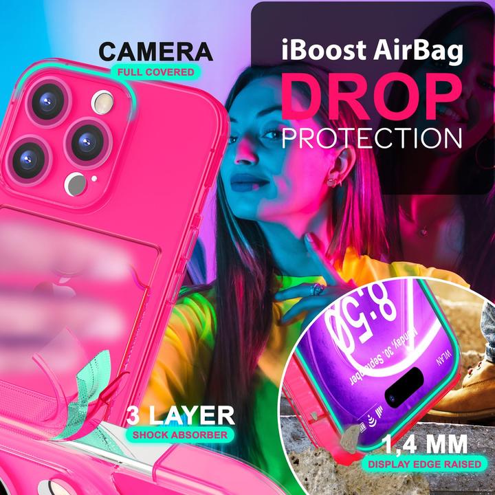 Immagine prodotto Nalia Portacarte trasparente in silicone trasparente al neon (Apple iPhone 16 Pro Max)