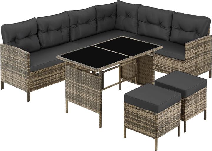 tectake Salotto in rattan con telaio in acciaio Barletta