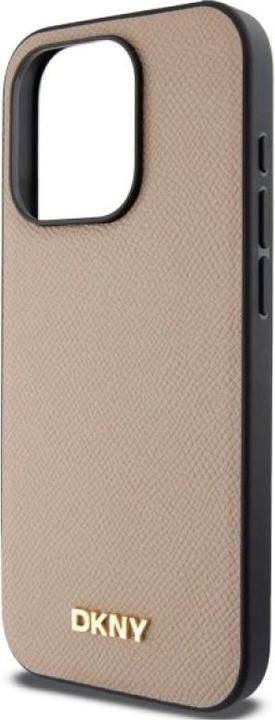 Actual product image DKNY - Leather Hardcase Grained PU Metal Logo MagSafe (DKHMP15XPGHLME) - iPhone 15 Pro Max - Beige (Apple iPhone 15 Pro Max)