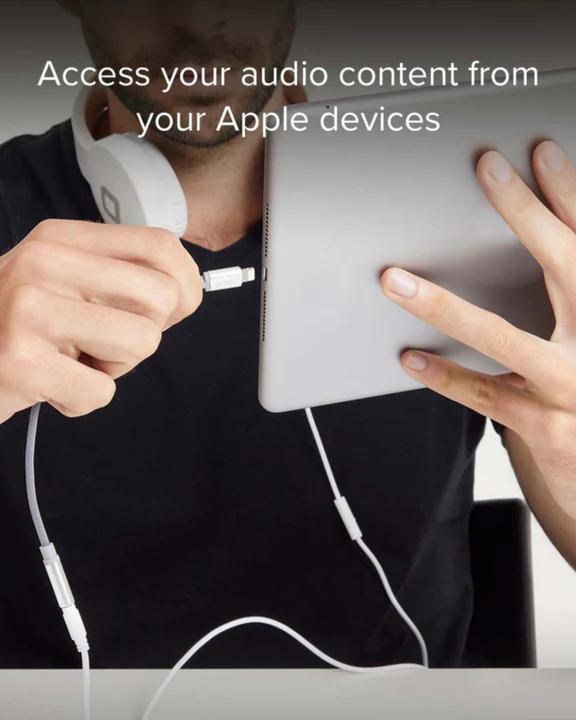 Image du produit SBS TEADAPTJACKMFIW Câble audio 0,15 m 3,5 mm Lightning blanc (0.15 m, Câble AUX)