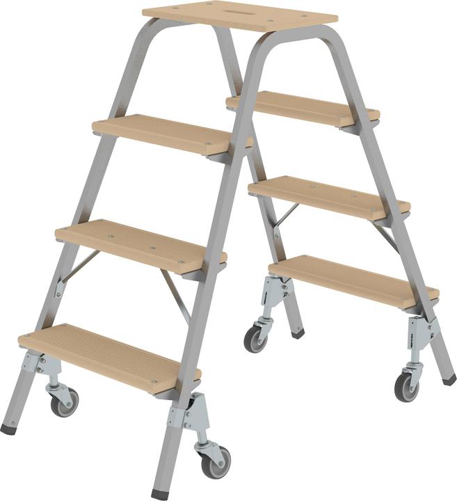 Produktbild Munk Stahl-Holz-Tritt mit Lenkrollen 2x4 Stufen (Gerüst, 25 cm)