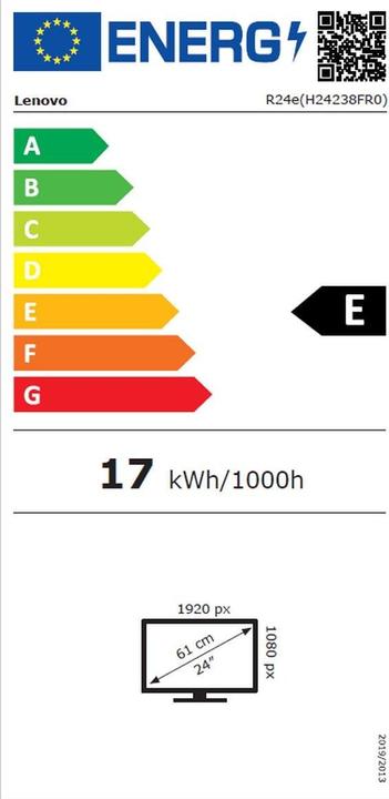 Label énergétique Lenovo Monitor Legion R24e (1920 x 1080 pixels, 23.80")
