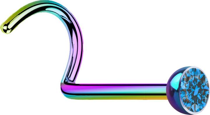 Immagine prodotto Star Piercing Borchia nasale curva colorata con cristallo azzurro (senza ottone, Acciaio chirurgico 316L)