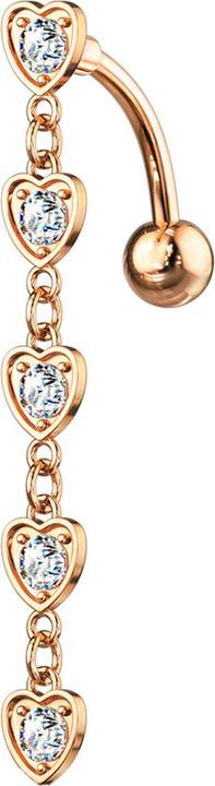 Image du produit Star Piercing Banane en or rose avec pendentif cinq coeurs avec cristal (Laiton, Acier chirurgical 316L)