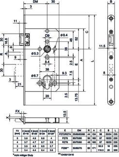 Actual product image Glutz Schloss 12430.2/80/78, 18/9mm DIN L (Mortise lock)