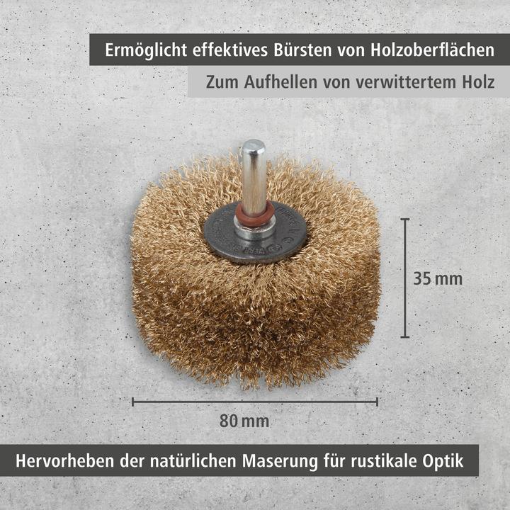 Produktbild wolfcraft 1 Holz-Struktur-Bürste S=8mm ø80x35mm