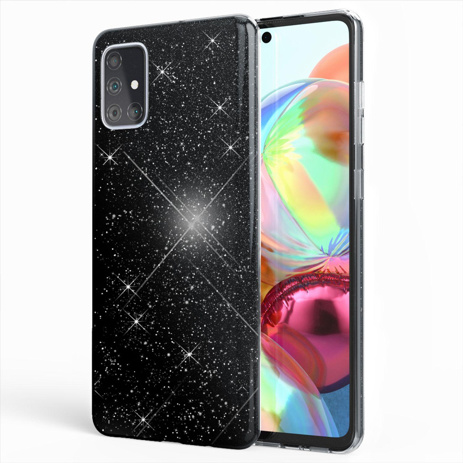 Nalia Glitzer Hülle (Samsung Galaxy A71), Smartphone Hülle, Schwarz
