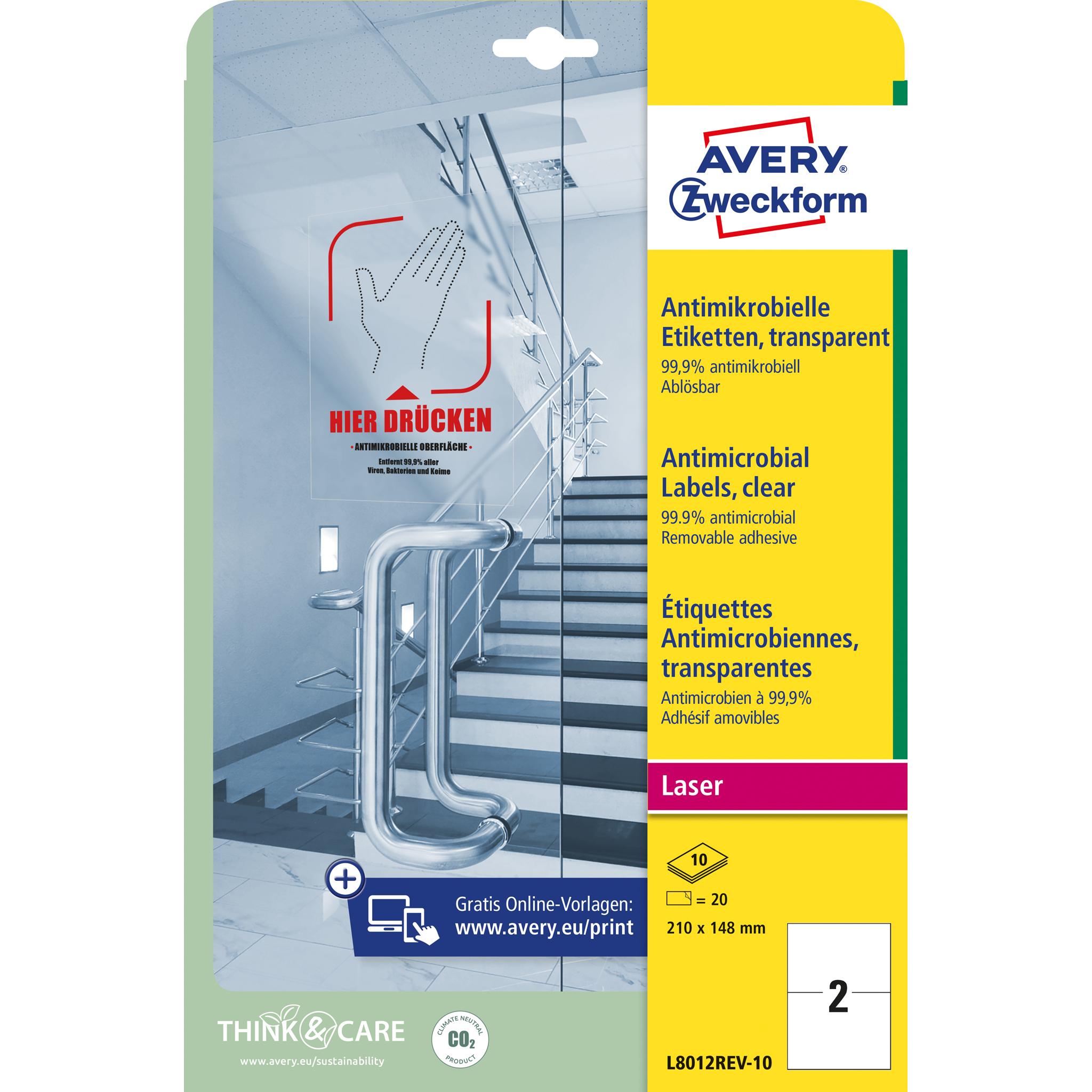 Thumbnail - Avery, Sticker, Antimikrobielle Etiketten, ablösbar, transparent