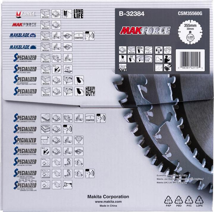 Immagine prodotto Makita Lama MAKFORCE 355x30x60Z