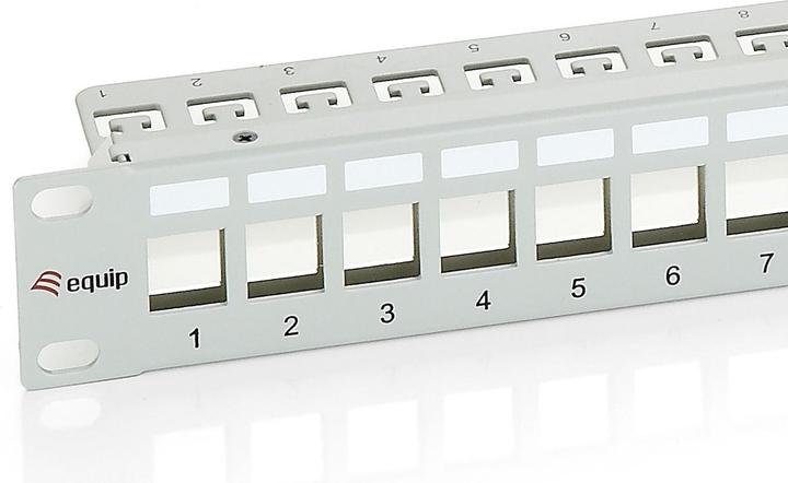 Produktbild equip Patchpanel 24x RJ45 Cat6 19" 1HE Keystone RAL 7035