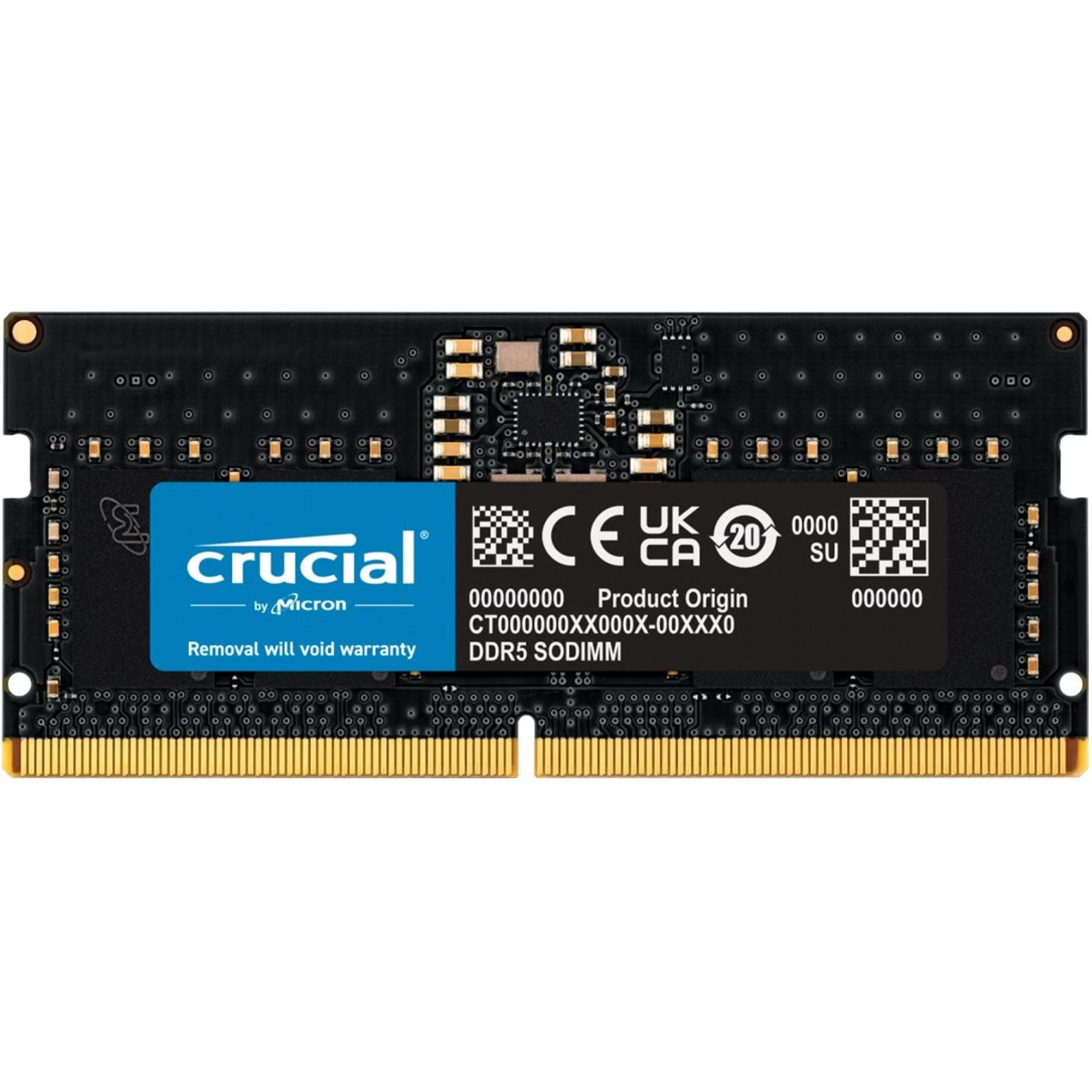Crucial CT8G48C40S5 (1 x 8GB, 4800 MHz, DDR5-RAM, SO-DIMM), RAM, Schwarz