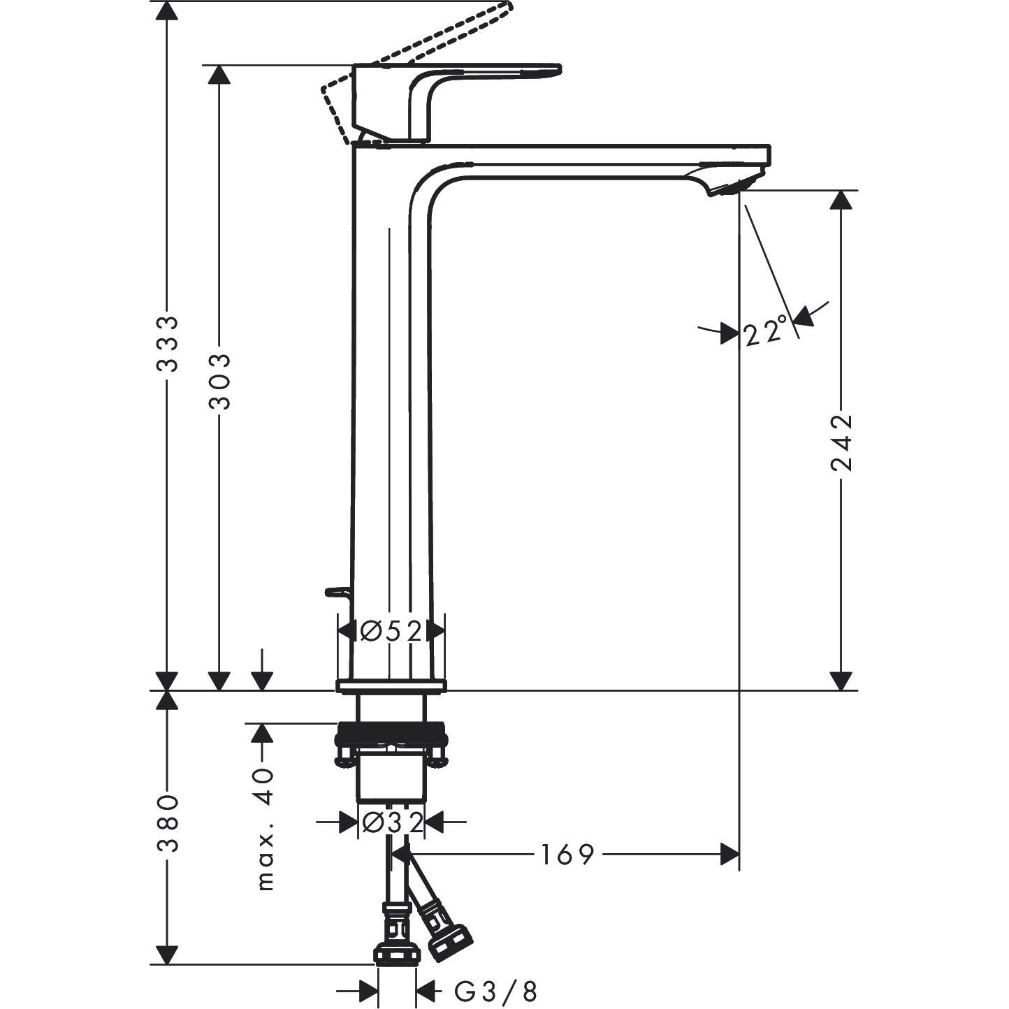 Thumbnail - hansgrohe, Badarmatur, HG Einhebel-Waschtischmischer Rebris E 240 CoolStart EcoSm m ZAG chrom