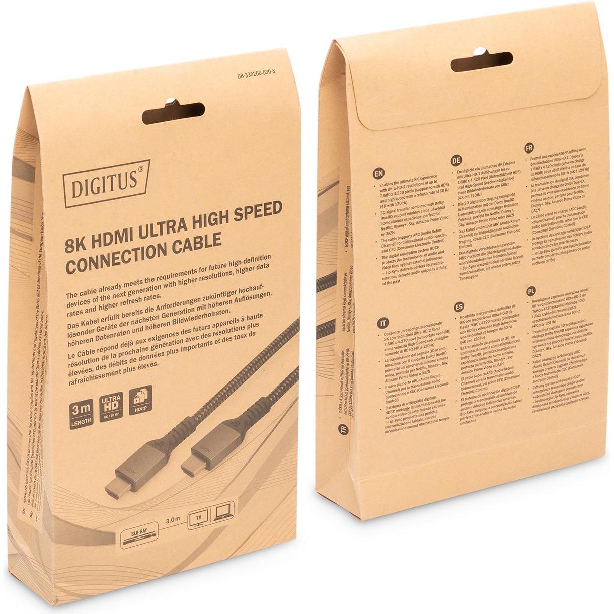 Thumbnail - Digitus HDMI (Typ A) — HDMI (Typ A) (3 m, HDMI), Video Kabel