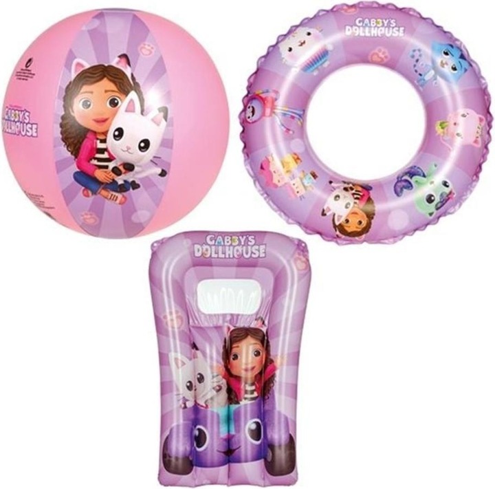 Actual product image Happy People HAPPYPEOPLE Gabby's Dollhouse beach set, consisting of: Beach ball, swimming ring, children's