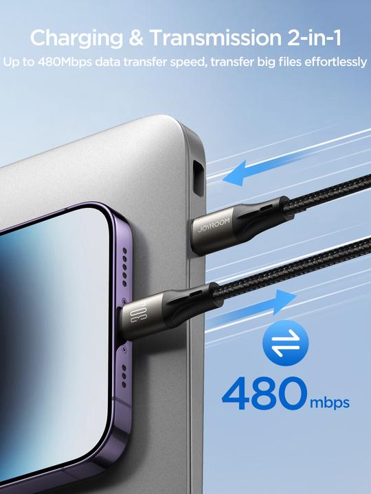 Actual product image Joyroom Cable Light-Speed USB-C to Lightning SA25-CL3, 30W, 1.2m (black) (1.20 m, 30 W)