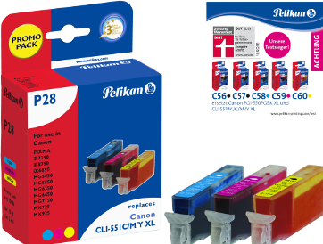 Actual product image Pelikan Cli-551xl (M, C, Y)