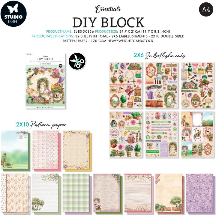 Image du produit art by marlene Bloc de papier DIY "Secret Garden" 32 feuilles A4 Essentials (A4)