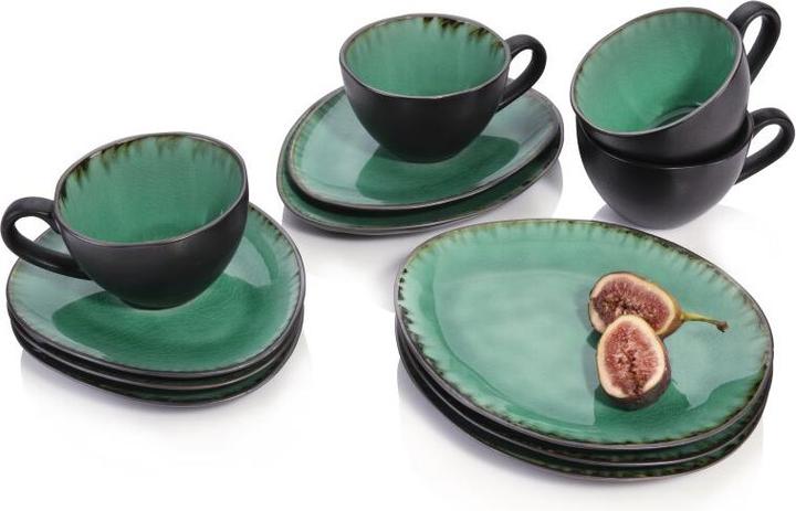 Immagine prodotto Sänger Geschirr Set da caffè in gres Palm Beach, set da caffè per 4 persone (12 Pezzo/i)