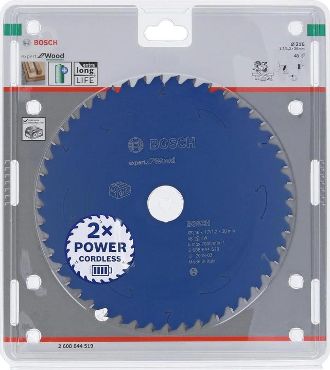 Produktbild Bosch Professional Zubehör Akku-Kreissägeblatt Expert for Wood, 216 x 1,7/1,2 x 30, 48 Zähne