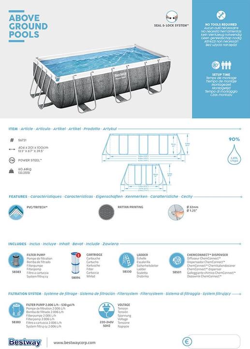 Actual product image Bestway Power Steel Frame Pool Set 404 x 201 x 100 cm (404 x 201 x 100 cm)