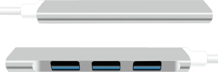 Produktbild JTI USB-C-Hub mit 4 Anschlüssen - Silber (USB-C, 4 Ports)