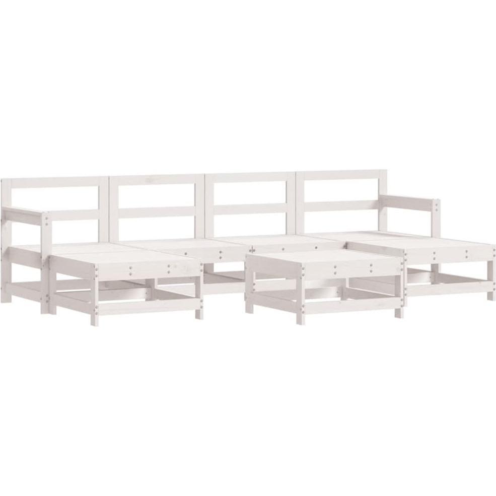 VidaXL, Gartenlounge, 7-tlg. Garten-Lounge-Set Weiss Massivholz Kiefer,Farbe