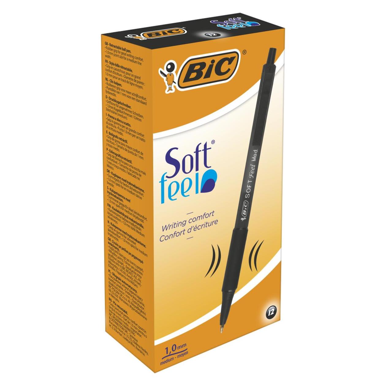 Bic, Schrijfpennen, Zacht Gevoel (Zwart, 12 x)