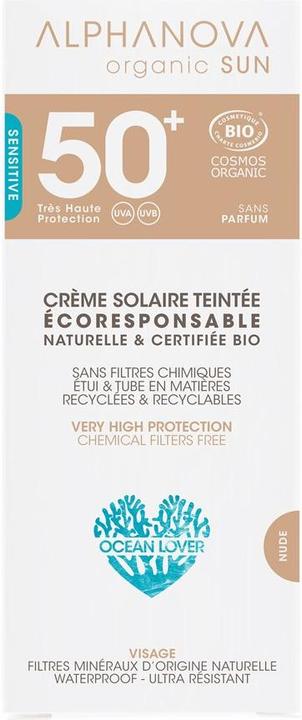 Image du produit Alphanova SUN Crème Bio légèrement teintée hypoallergénique SPF50+ sans parfum 50 g (Crème solaire, SPF 50+, 50 g)