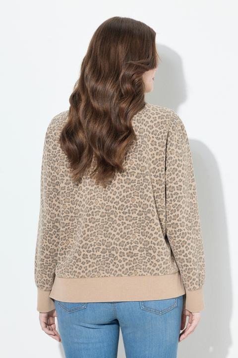 Immagine prodotto Ulla Popken Giacca di felpa con design leopardato, scollo a girocollo, abbottonatura e maniche lunghe (62)