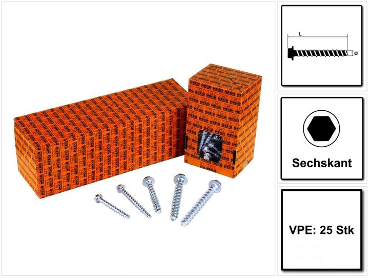 Immagine prodotto Heco MULTI-MONTI-plus SS Vite per calcestruzzo SW 13 da 10 x 80 mm - 25 pz. ( 48403 ) (25 Viti per pezzo)