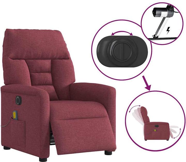 Immagine prodotto vidaXL Sedia da massaggio elettrica in tessuto rosso vino