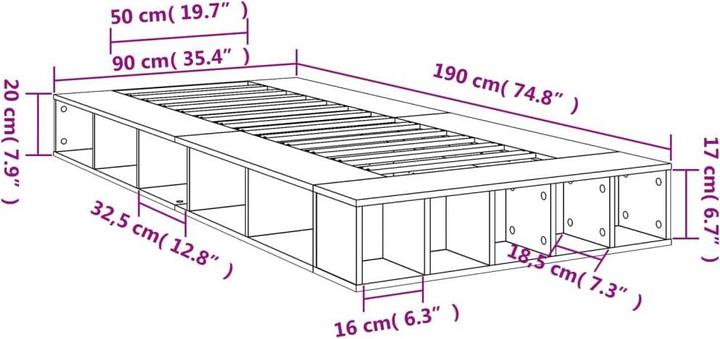 Image du produit vidaXL Bettgestell (90 x 190 cm)
